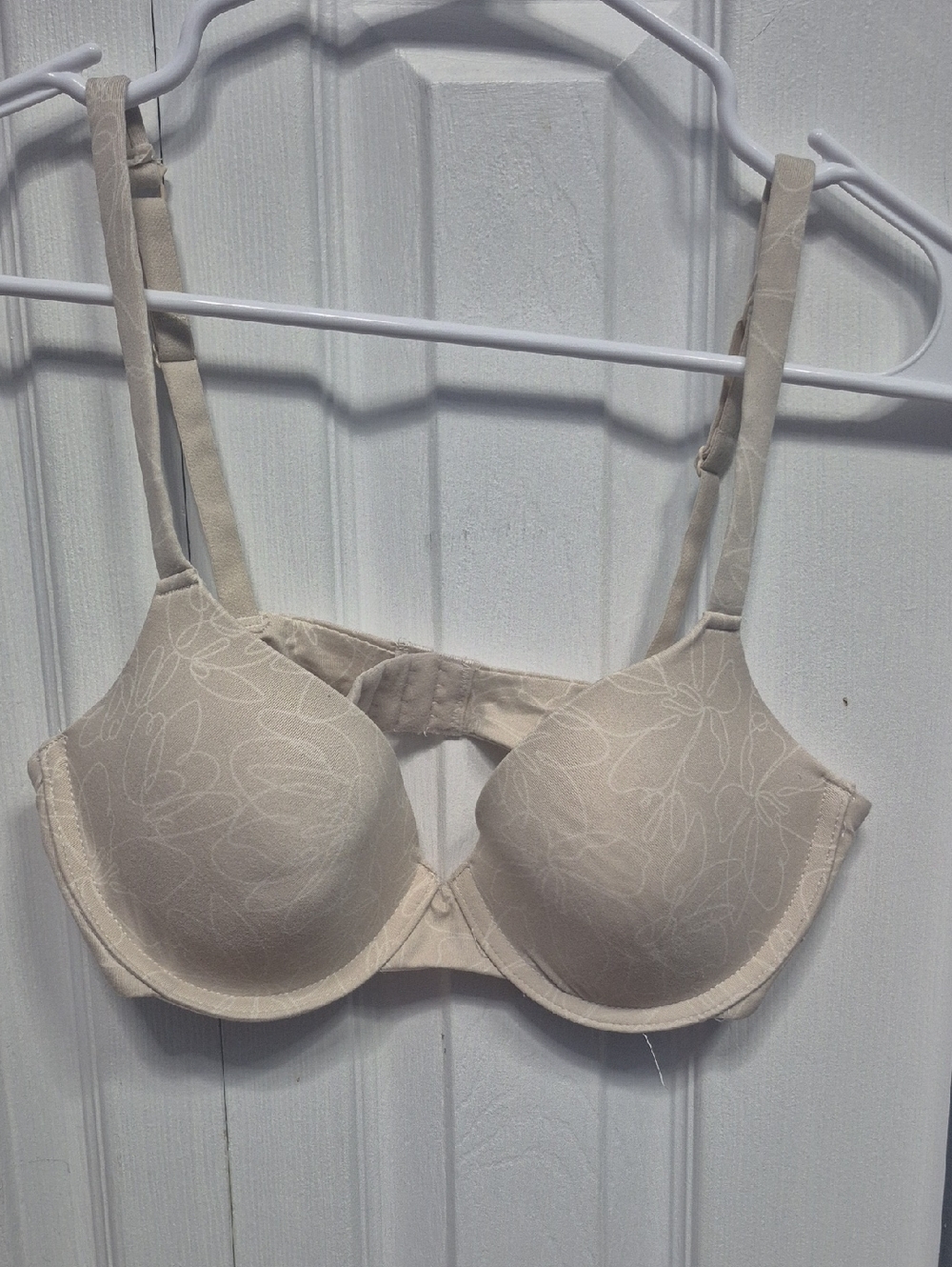 Anne Klein Cream Floral Molded T-Shirt Bra